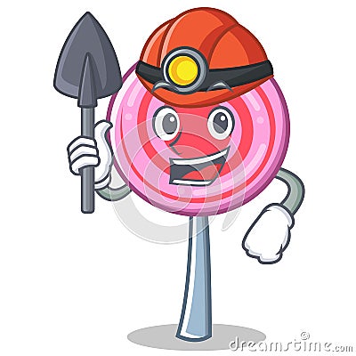 Miner cute lollipop character cartoon Vector Illustration