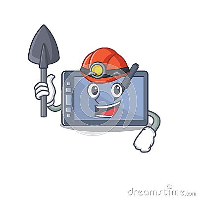 Miner graphic tablet isolated in the cartoon Vector Illustration