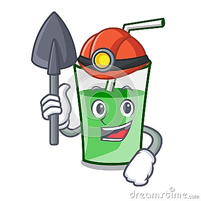 Miner green smoothie mascot cartoon Vector Illustration