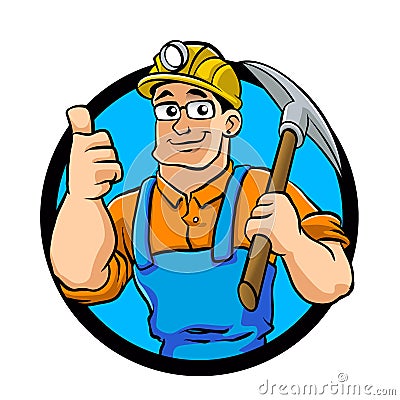 Miner hold the pick axe Vector Illustration