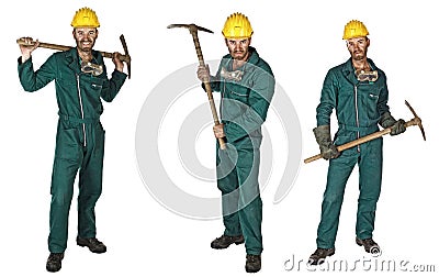 Miner isolated on white collection Stock Photo