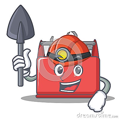 Miner tool box character cartoon Vector Illustration