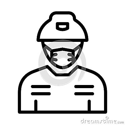 Miner Wearing mask Vector Icon which can easily modify or edit Vector Illustration