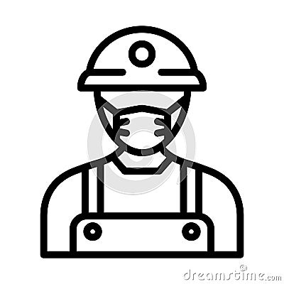 Miner Wearing mask Vector Icon which can easily modify or edit Vector Illustration