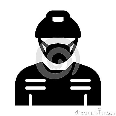 Miner Wearing mask Vector Icon which can easily modify or edit Vector Illustration