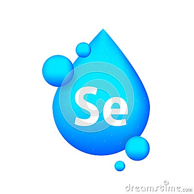 Mineral blue shining pill capsule icon. Se selenium Vector Illustration