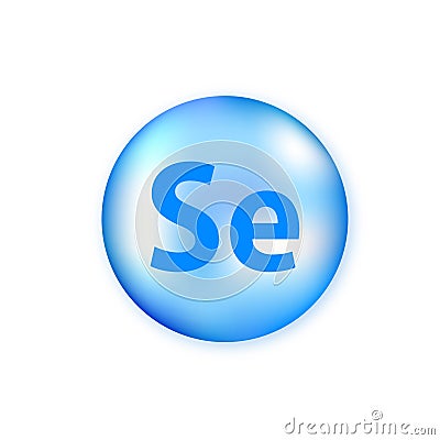 Mineral blue shining pill capsule icon. Se selenium Vector Illustration