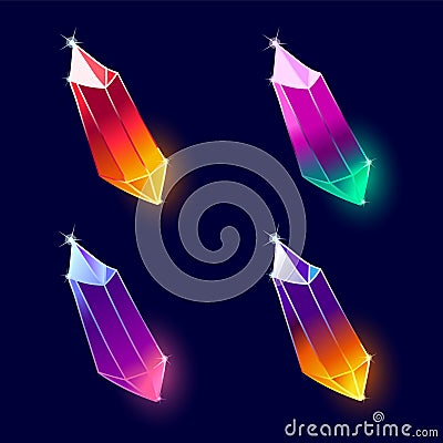 Mineral Crystals Vector. Vector Illustration