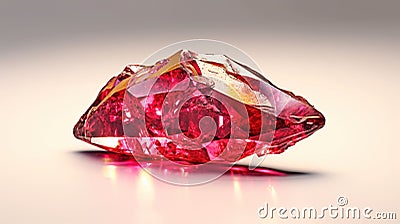 Mineral Shaped Ruby Brilliant Red Crystal Gemstone White Defocused Background Stock Photo