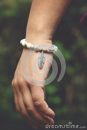 mineral stone beads bracelet Stock Photo