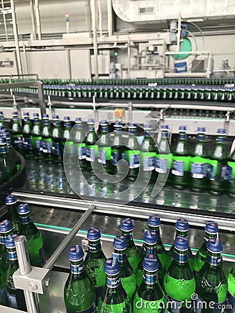 Bottling mineral water Editorial Stock Photo