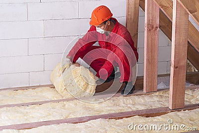 Mineral wool packing Stock Photo