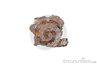 Raw copper mineral stone isolated on white background. Stock Photo
