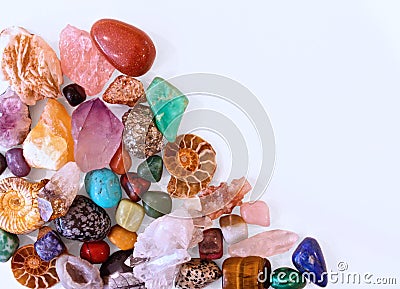 Minerals crystals and semi precious stones Stock Photo