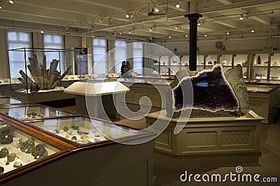 Minerals in Harvard Museum of Natural History Editorial Stock Photo