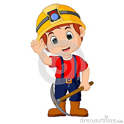 Miners boy cartoon Vector Illustration
