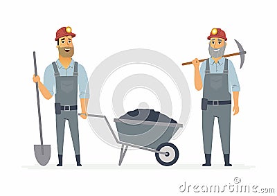 Miners - cartoon people characters illustration Vector Illustration