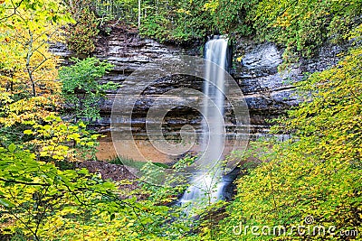 Miners Falls in Autumn - Munising Michigan - Pictured Rocks Stock Photo