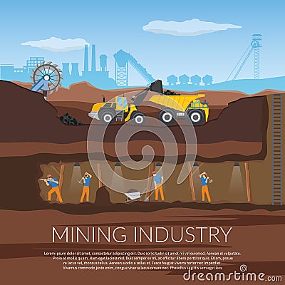 Miners Flat Composition Vector Illustration