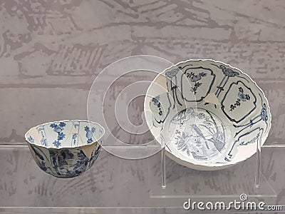 Ming Portuguese Macau Antique Kraak Porcelain Utensil Ceramic Plate Delft China Macao Museum History Heritage Decorative Design Editorial Stock Photo