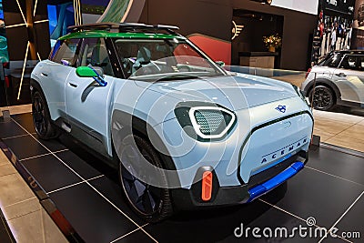 MINI Aceman concept EV crossover SUV car at the Brussels Autosalon European Motor Show. Brussels, Belgium - January 13, 2023 Editorial Stock Photo