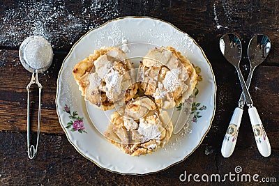 Mini apple pies in plate Stock Photo