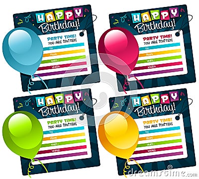 Mini Birthday Cards Vector Illustration