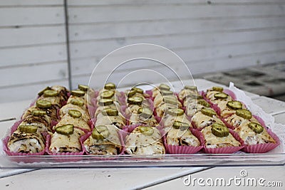 Mini bites of colorful appetizers Stock Photo