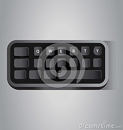 Mini Black Qwerty Computer Keyboard. Small Keyboard Vector Illustration