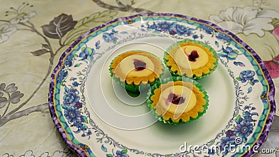 Mini blueberry cheese tart on a plate Stock Photo