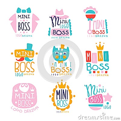 Mini boss logo original design colorful hand drawn vector Illustrations Vector Illustration