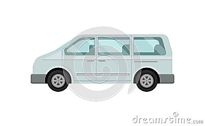 Mini bus for passengers. Airport service car. Automobile and transportation theme. Flat vector icon Vector Illustration