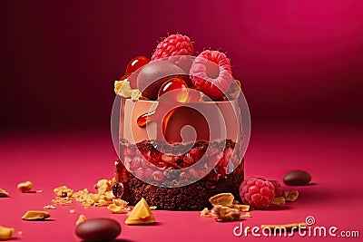 mini cake or cheesecake with berries. advert for desserts. generative AI Stock Photo