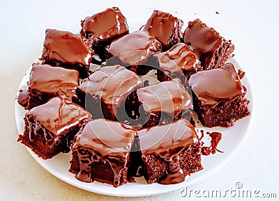 Mini Cake chocolate on plate Stock Photo