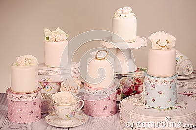 Mini cakes with icing Stock Photo
