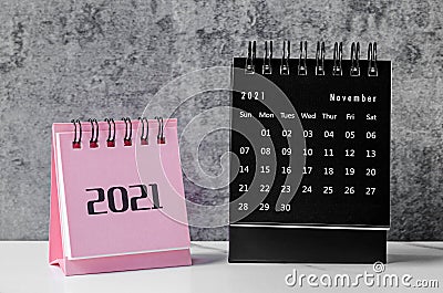 Mini Calendar November 2021 Stock Photo