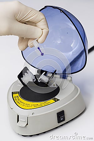 Mini centrifuge for pcr tubes Stock Photo