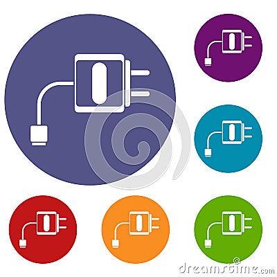 Mini charger icons set Vector Illustration