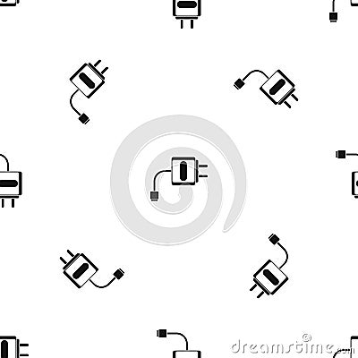 Mini charger pattern seamless black Vector Illustration