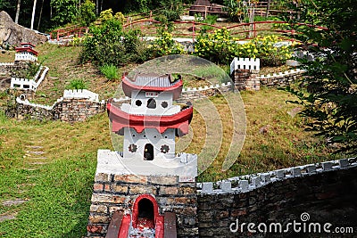 Mini China great wall in Fu Lin Kong temple Editorial Stock Photo