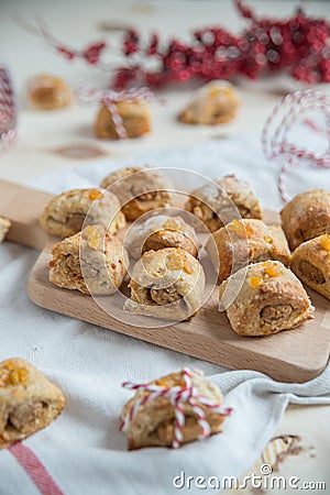 Mini Christmas Stollen Cookies Stock Photo