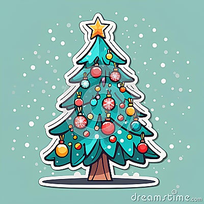 A mini-Christmas tree illustration for child drawing design. Cartoon Illustration