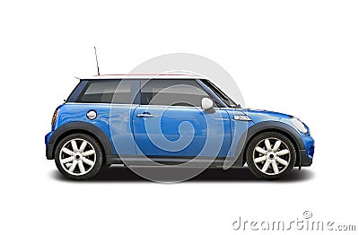 Mini cooper blue isolated Stock Photo