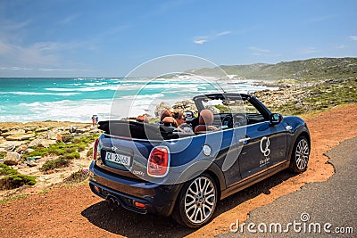 A MINI Cooper S Convertible rental car, owned by The Glen Boutique Hotel in Cape Town Editorial Stock Photo