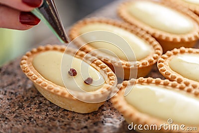 Mini cream tarts Stock Photo