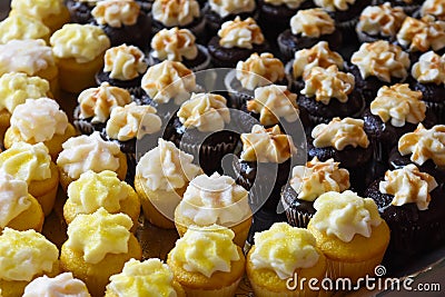 Mini Cupcakes with Frosting on Top Stock Photo