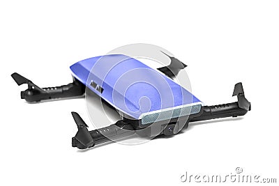 Mini drone isolated on white background. Drone quadcopter isolated on a white background Stock Photo