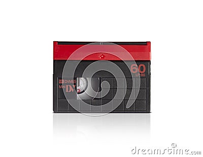 Mini DV cassette on white background Editorial Stock Photo