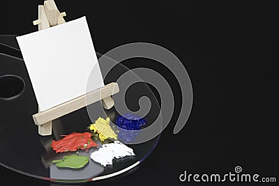 Mini Easel and blank white canvas Stock Photo