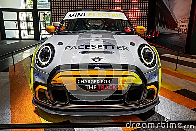 MINI Electric Pacesetter safety car for the ABB FIA Formula E World Championship showcased at the IAA Mobility 2021 motor show in Editorial Stock Photo